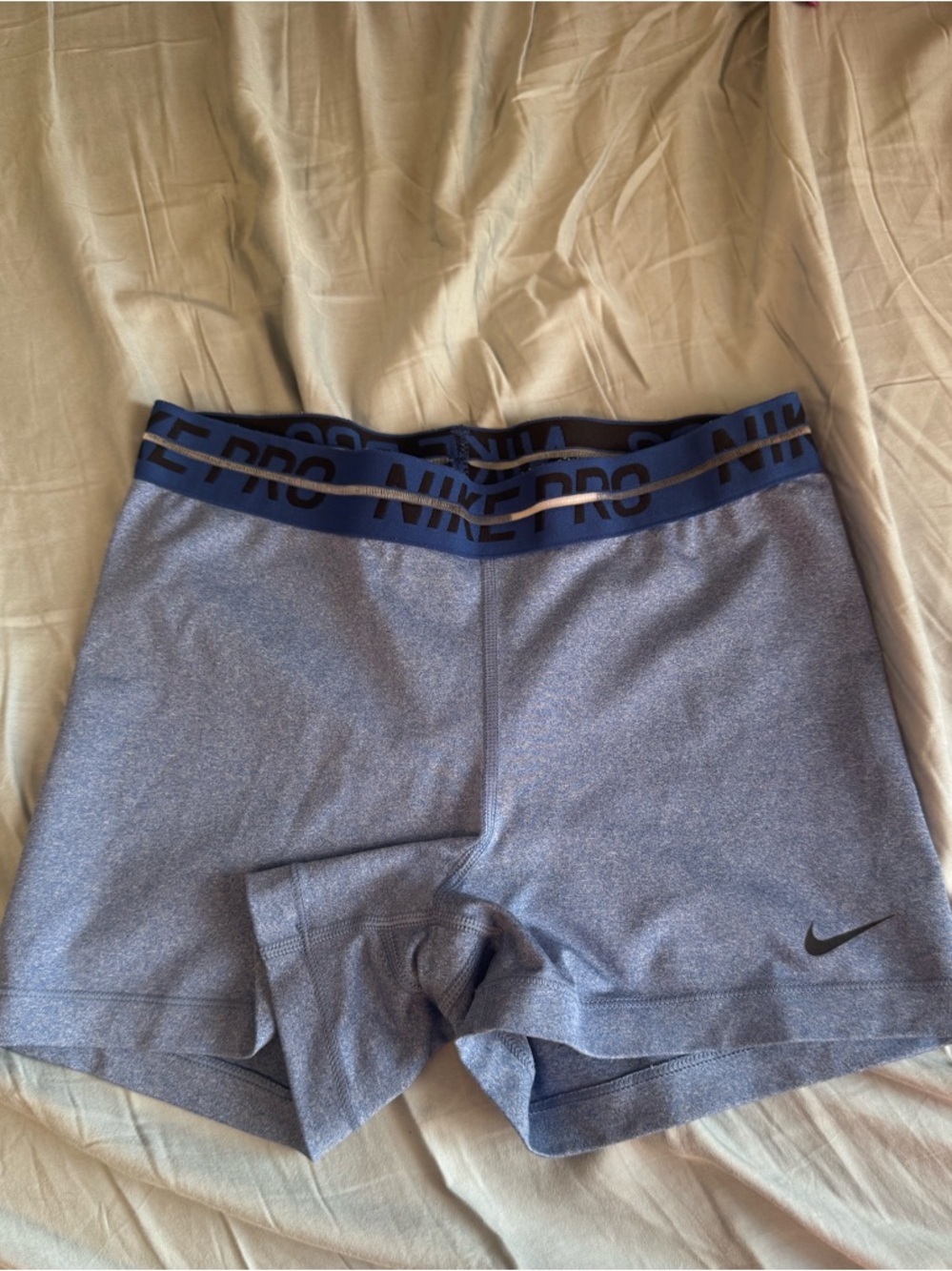 Nike Heather Blue Athletic Crop Top with Branded Waistband